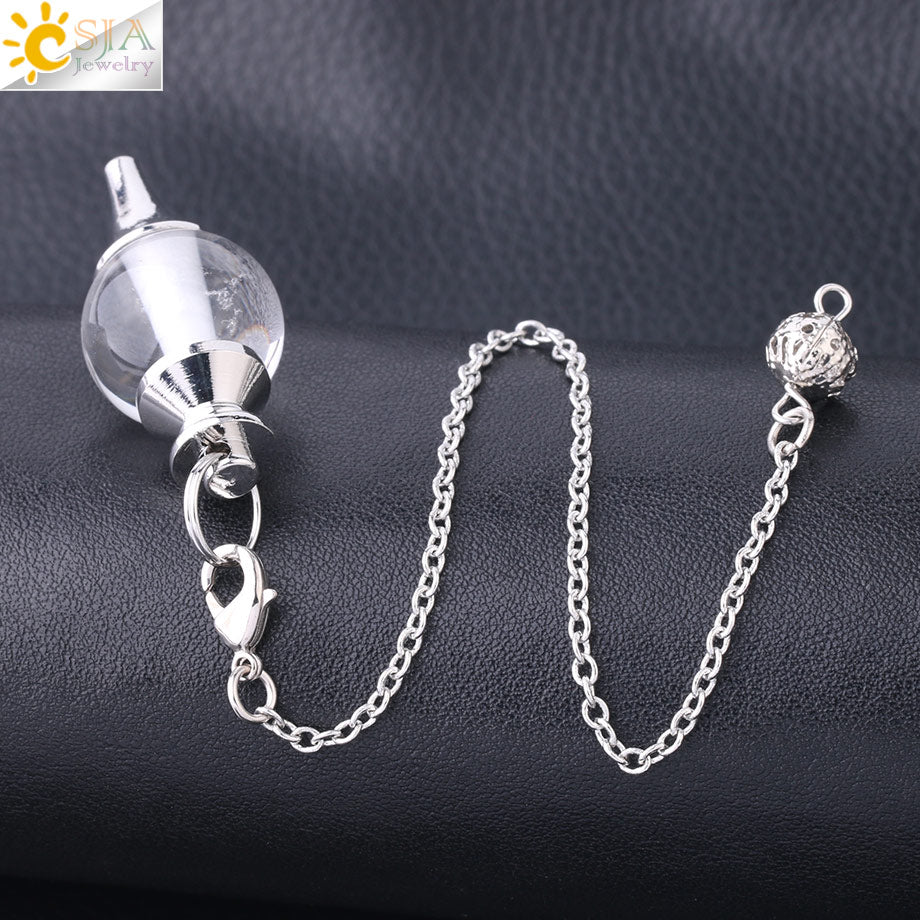 CSJA Balance Reiki Natural Stone Crystal Red Agates Dowsing Pendulum Circular Cone Charm Pendant