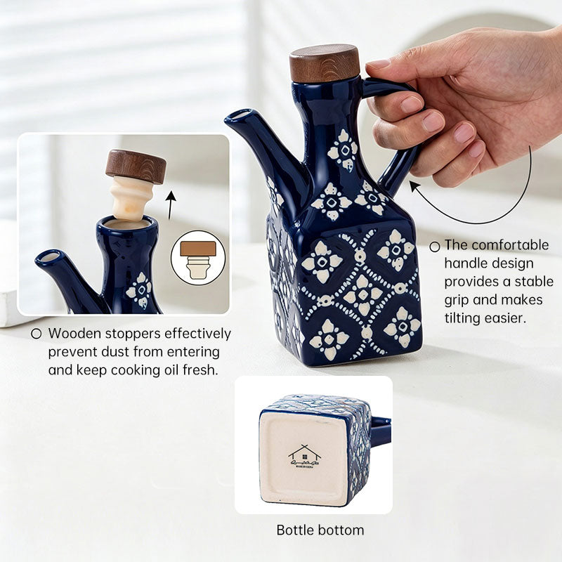 Ceramic Oil Bottle | Divided Flower Design