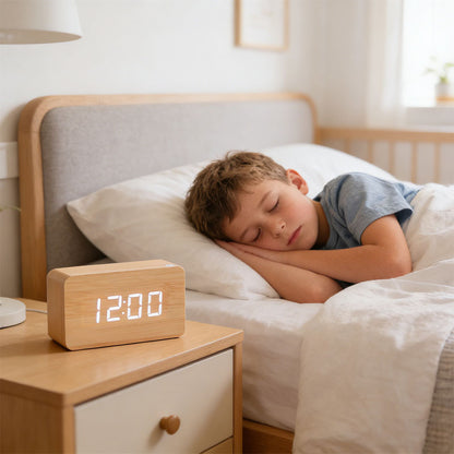 Wooden Digital Clock | Voice Controlled LED Alarm
