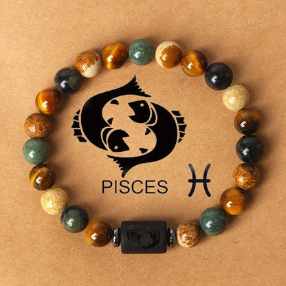 Tiger Eye Zodiac Bracelet | Natural Stone, 8mm