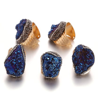 Crystal Cluster Ring | Gold-Plated, Handmade Jewelry