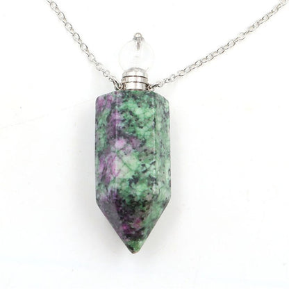 Natural Stone Perfume Bottle Necklace | Fluorite Pendant