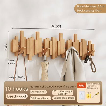 Beech Wood Wall-Mounted Piano Key Coat Rack