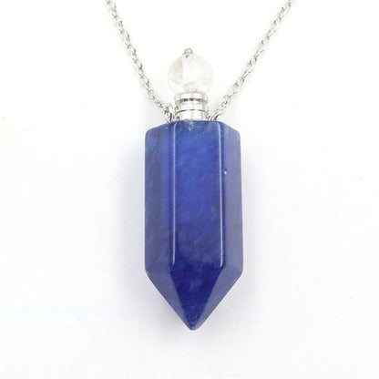 Natural Stone Perfume Bottle Necklace | Fluorite Pendant