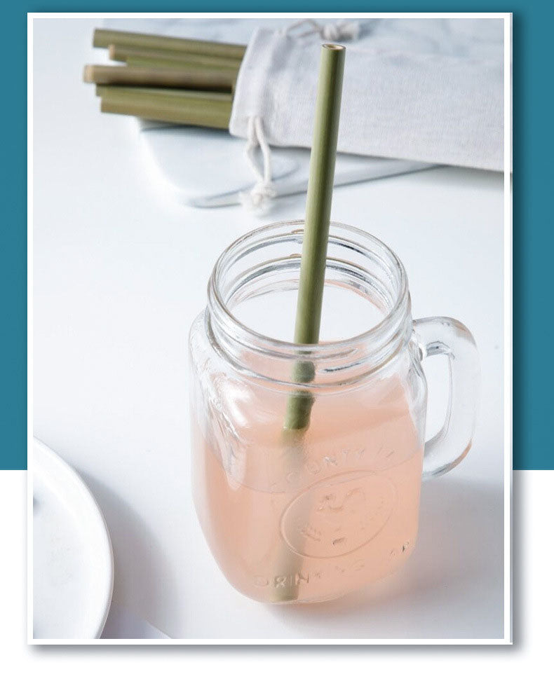 Bamboo Straws | Green & Yellow Bamboo, Straight Pipe