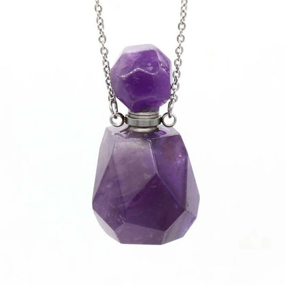 Natural Stone Perfume Bottle Necklace | Fluorite Pendant