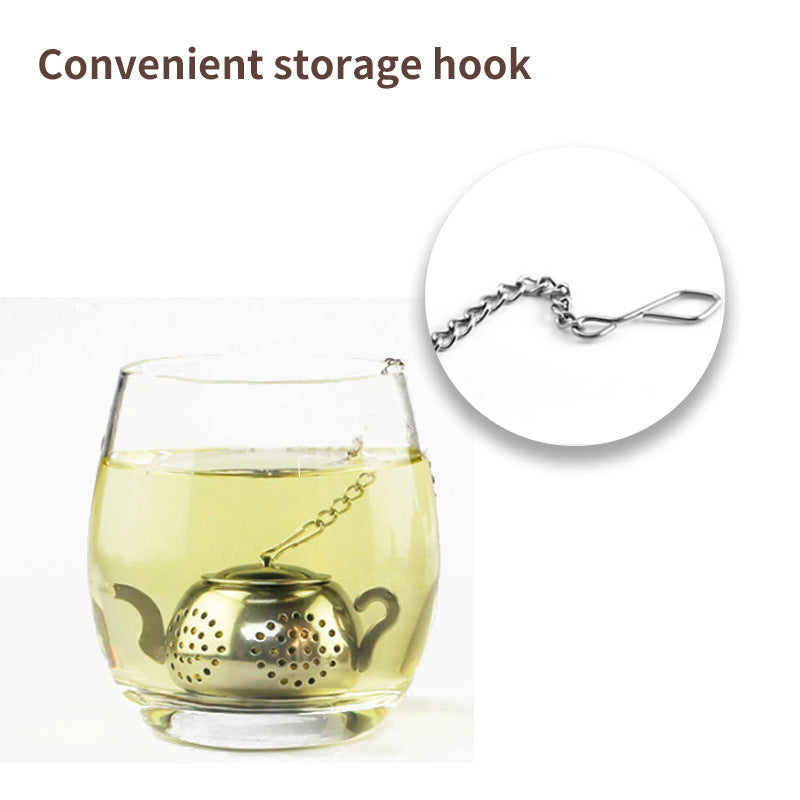 Round Pot-Shaped Tea Ball Long Chain 304 Stainless Steel Tea Leak Creative Tea Filter Tea Strainer Tea Set
