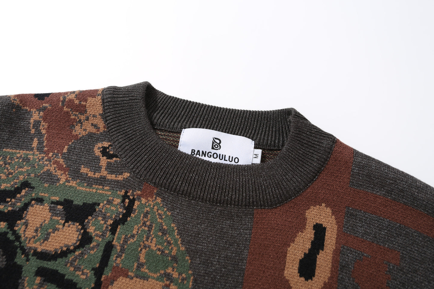 Blended Fiber Jacquard Sweater | Apricot, Green