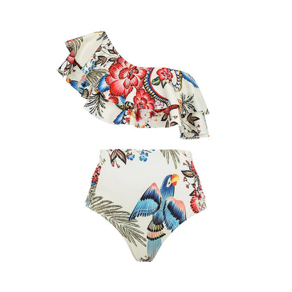 Polyester Floral Bikini Set | One Shoulder, Adult Female