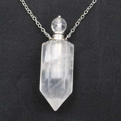 Natural Stone Perfume Bottle Necklace | Fluorite Pendant