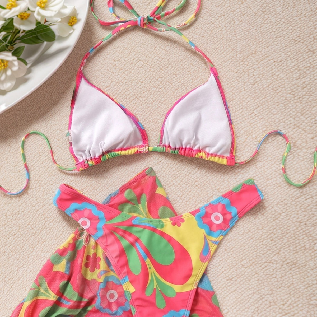 Polyester Bikini Swimsuit Set | Triangular Cup, ZH128-RE