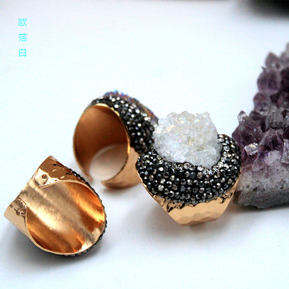 Crystal Cluster Ring | Gold-Plated, Handmade Jewelry