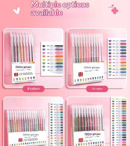 Colorful Glitter Pens Luminous Shimmering Curry Pens Sparkling Ballpoint Pens