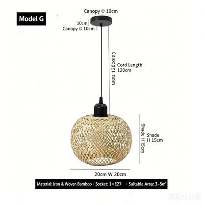 Bamboo Wall Lamp | Retro Hanging Light, Wood Color