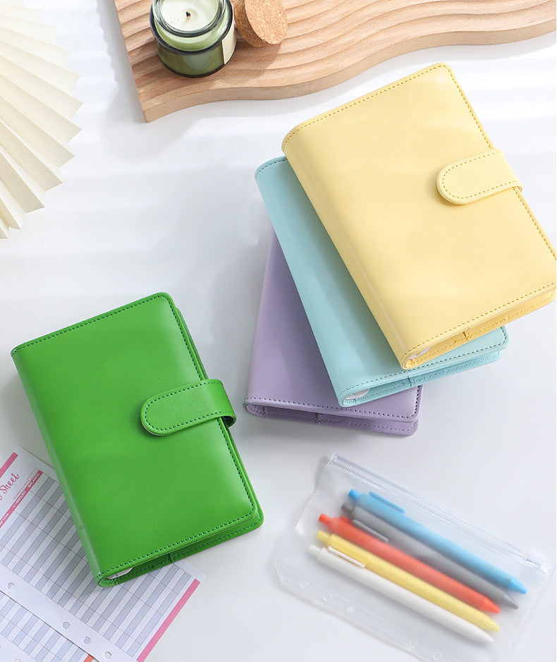 Solid Color Simple Loose-leaf Binder Zipper Bag PU Leather Notebook Shell