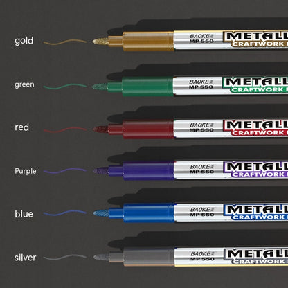Baoke 550 Gold Silver Color Metal Marker 1.5mm Tip Ink Pen For Craft And Lab Projects