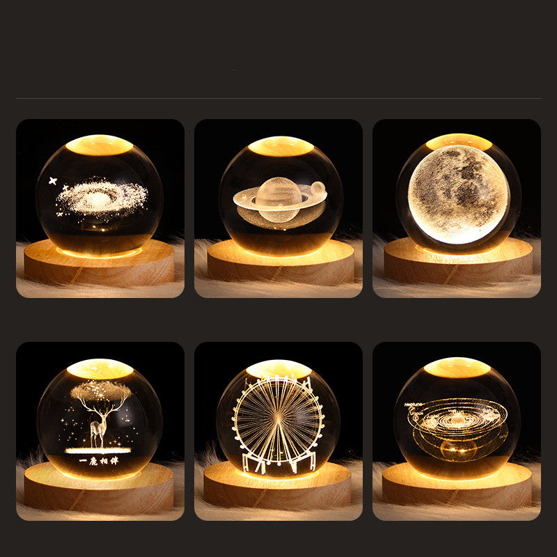 3D Planetary Crystal Ball Night Lamp | Plug-in, Modern