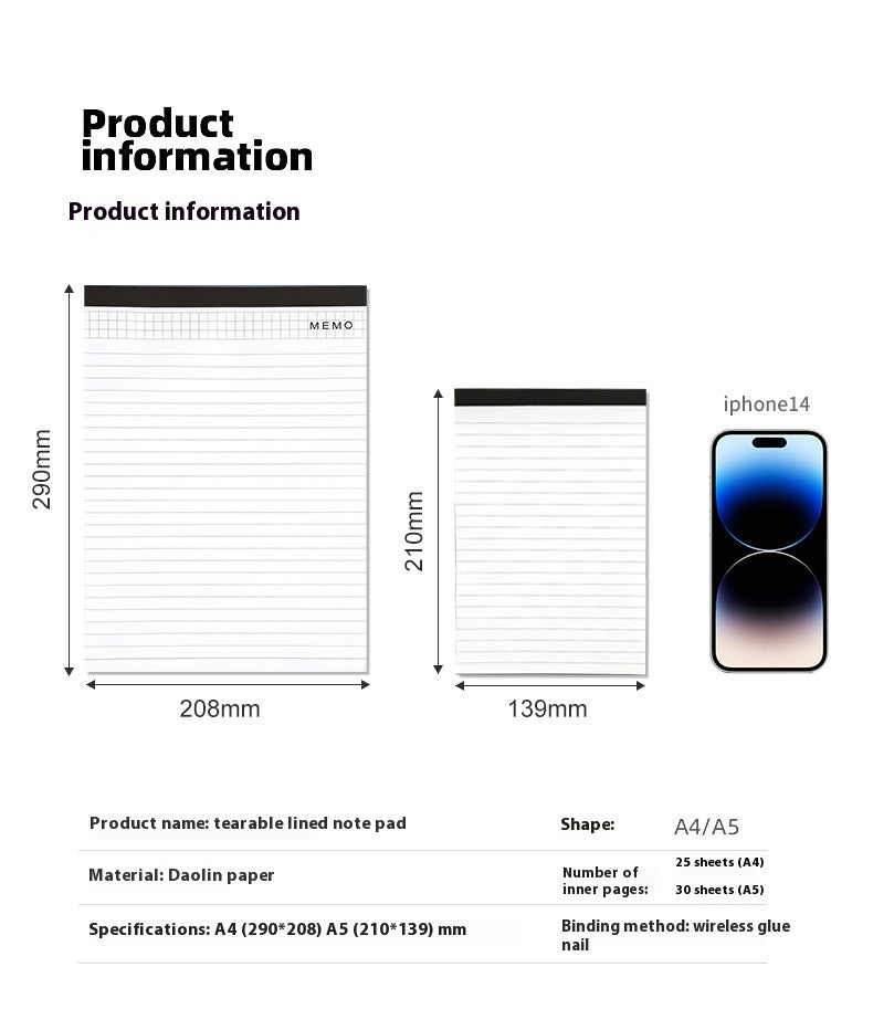 AuroraNote A4 Meeting Minutes Tearable Notebook With Grid Pages