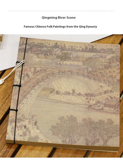 Chinese Ink Painting Thread-Bound Notebook — A5, 80 Sheets, Gold Tassel