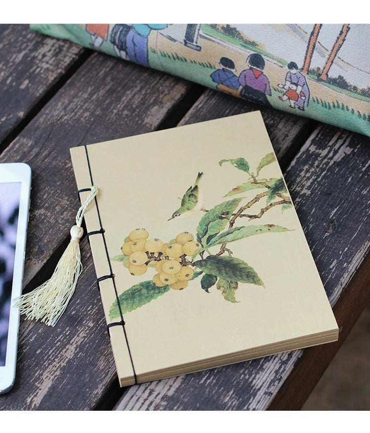 Chinese Ink Painting Thread-Bound Notebook — A5, 80 Sheets, Gold Tassel