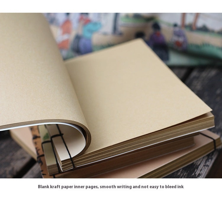 Chinese Ink Painting Thread-Bound Notebook — A5, 80 Sheets, Gold Tassel