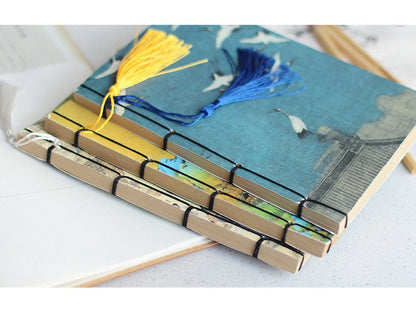 Chinese Ink Painting Thread-Bound Notebook — A5, 80 Sheets, Gold Tassel