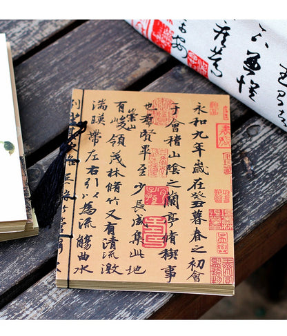 Chinese Ink Painting Thread-Bound Notebook — A5, 80 Sheets, Gold Tassel