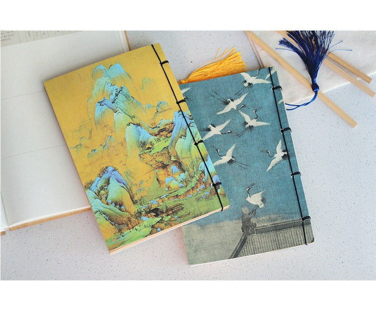 Chinese Ink Painting Thread-Bound Notebook — A5, 80 Sheets, Gold Tassel