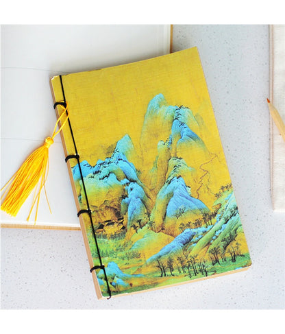 Chinese Ink Painting Thread-Bound Notebook — A5, 80 Sheets, Gold Tassel