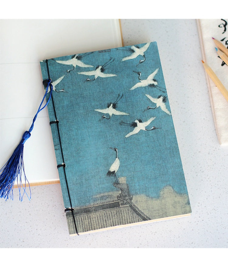 Chinese Ink Painting Thread-Bound Notebook — A5, 80 Sheets, Gold Tassel