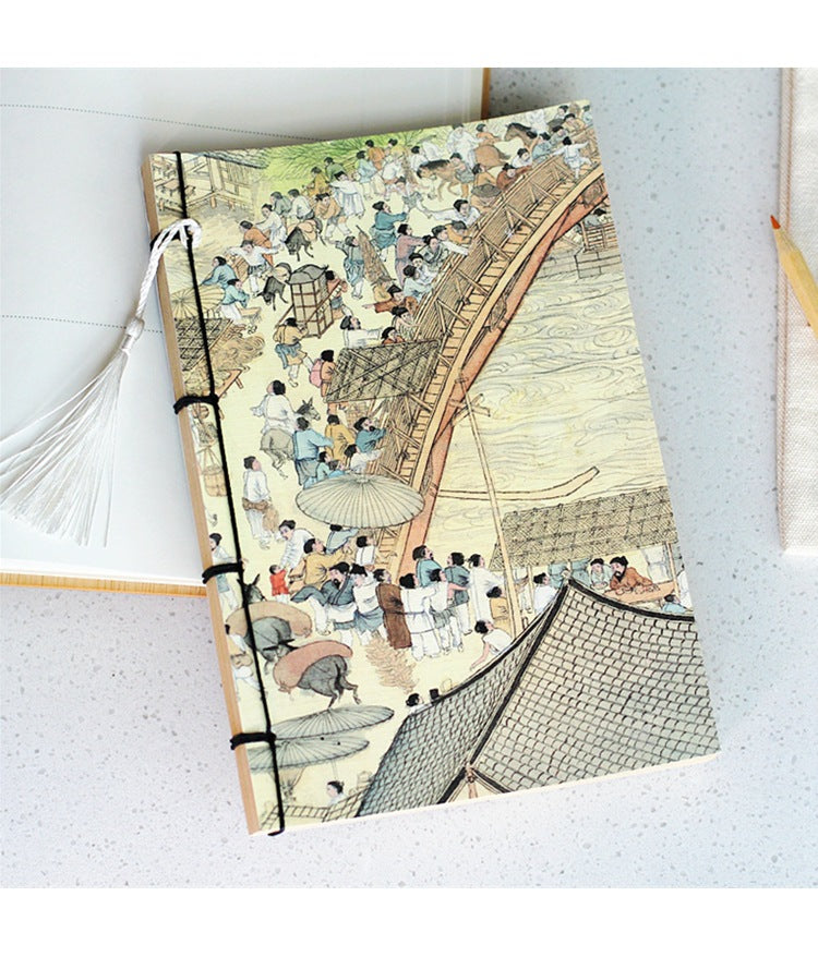 Chinese Ink Painting Thread-Bound Notebook — A5, 80 Sheets, Gold Tassel