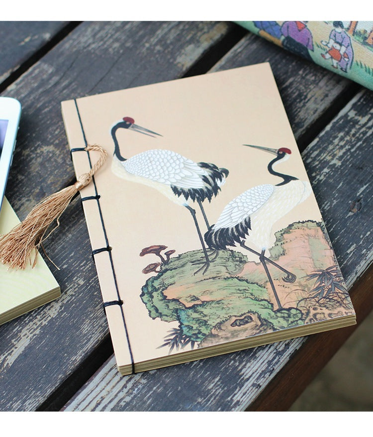 Chinese Ink Painting Thread-Bound Notebook — A5, 80 Sheets, Gold Tassel