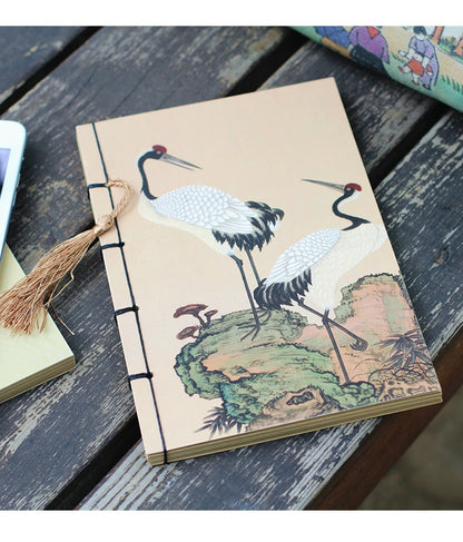 Chinese Ink Painting Thread-Bound Notebook — A5, 80 Sheets, Gold Tassel