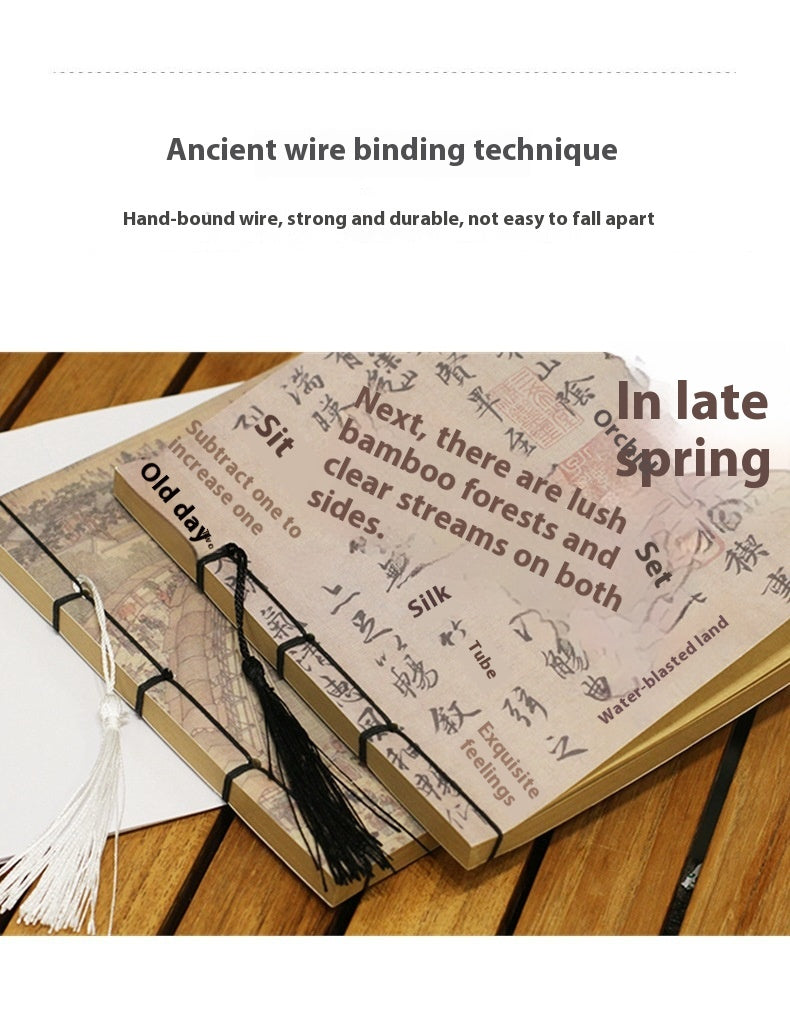 Chinese Ink Painting Thread-Bound Notebook — A5, 80 Sheets, Gold Tassel