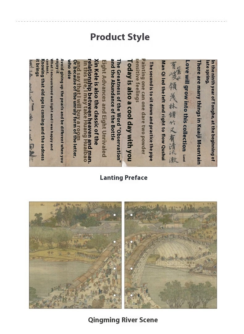 Chinese Ink Painting Thread-Bound Notebook — A5, 80 Sheets, Gold Tassel