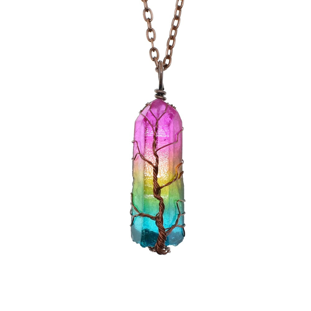Stone Crystal Necklace | Tree Of Life Pendant