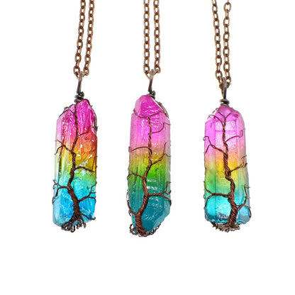 Stone Crystal Necklace | Tree Of Life Pendant
