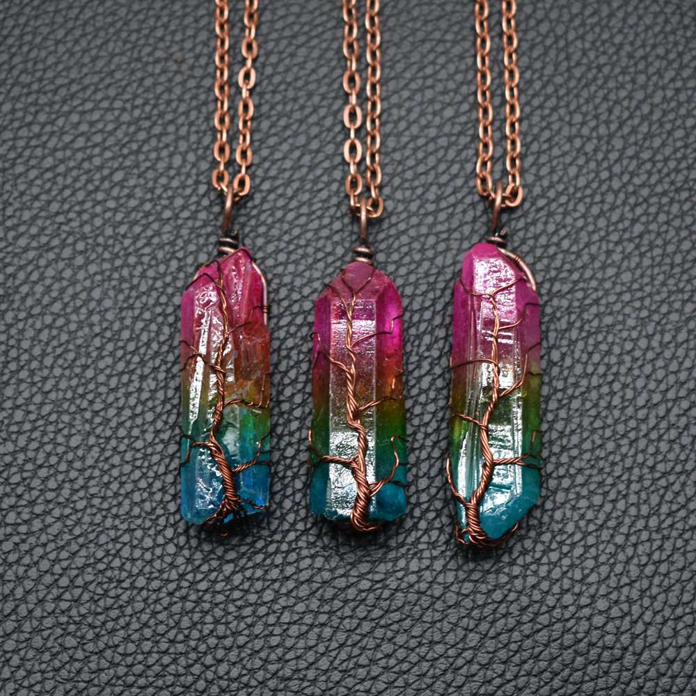 Stone Crystal Necklace | Tree Of Life Pendant