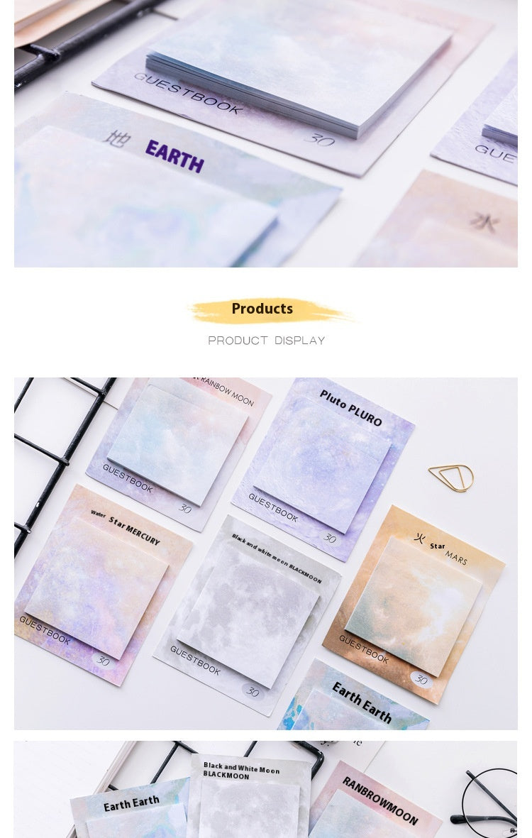 Planet Oil Painting Sticky Notes — 30 Sheets, 7.3cm Square