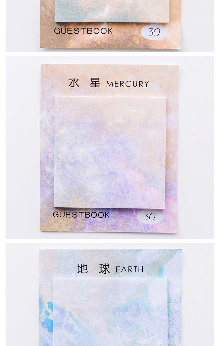 Planet Oil Painting Sticky Notes — 30 Sheets, 7.3cm Square