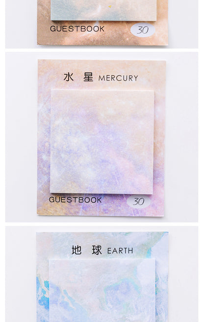 Planet Oil Painting Sticky Notes — 30 Sheets, 7.3cm Square