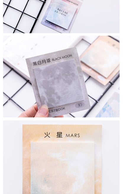 Planet Oil Painting Sticky Notes — 30 Sheets, 7.3cm Square