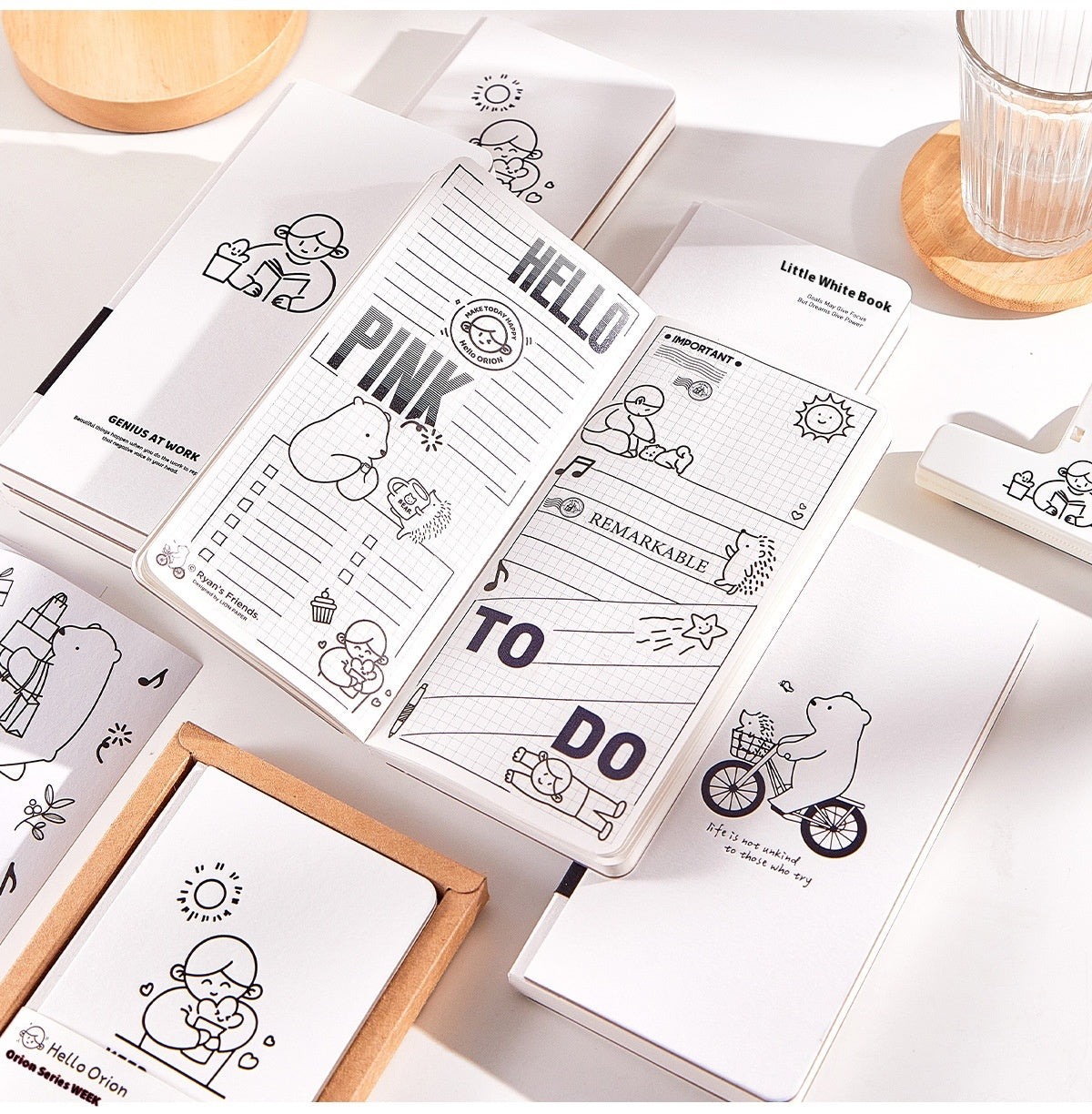 Paper New Small White Book Simple Style Plaid Journal Book Children's Notebook Mesh Notebook
