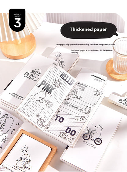 Paper New Small White Book Simple Style Plaid Journal Book Children's Notebook Mesh Notebook
