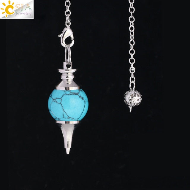 CSJA Balance Reiki Natural Stone Crystal Red Agates Dowsing Pendulum Circular Cone Charm Pendant