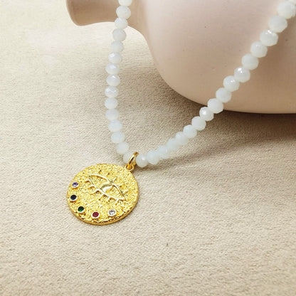 Pearl Necklace | Devil's Eye Inlaid Zircon