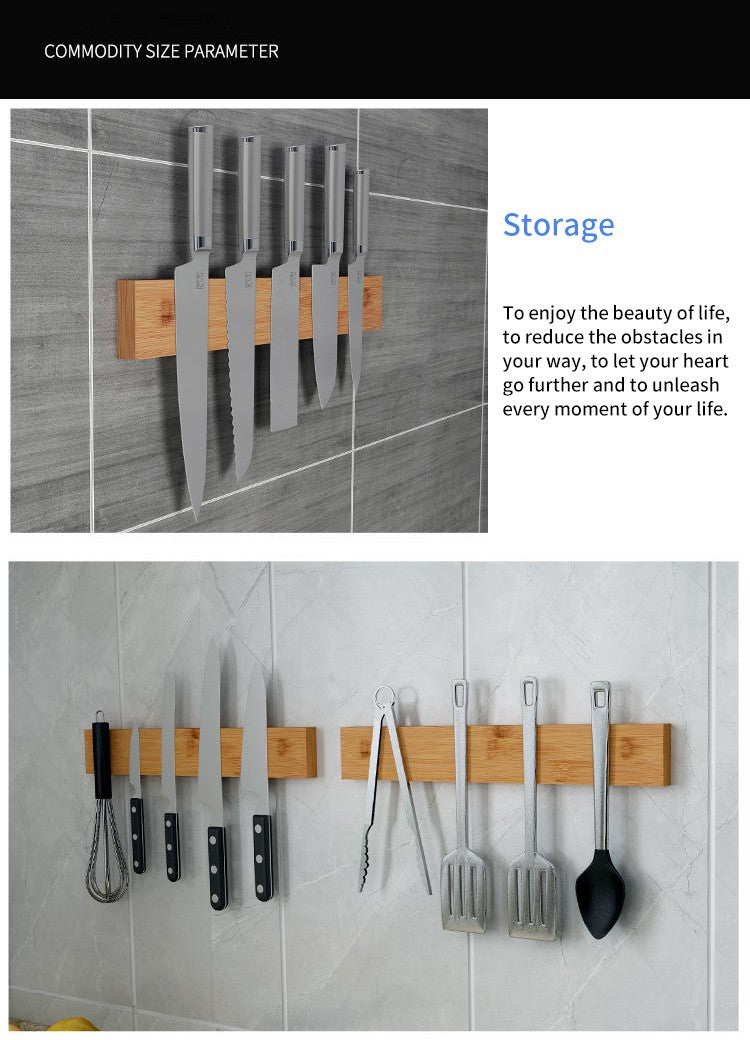 Bamboo Knife Rack | 40x6x2cm, Wall Hanging Storage