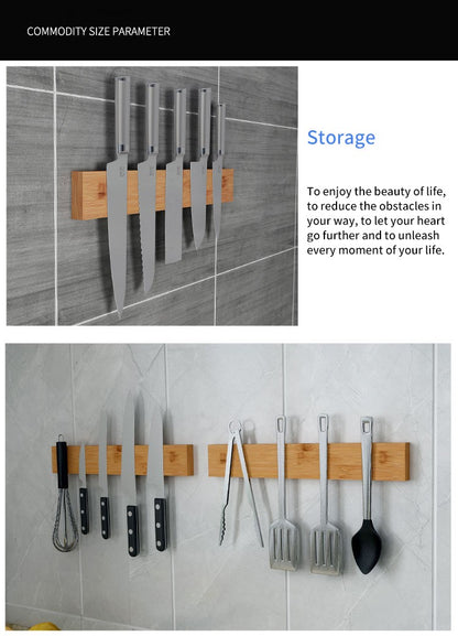Bamboo Knife Rack | 40x6x2cm, Wall Hanging Storage