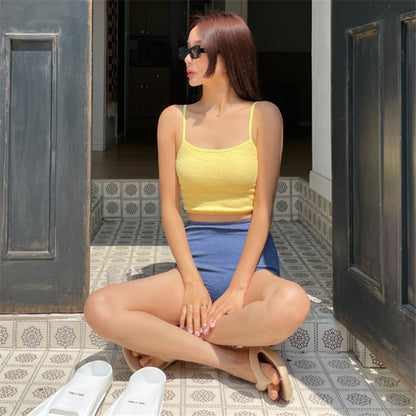 Polyester High-Waisted Swimsuit | One-Piece, Stripe