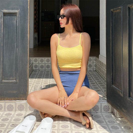 Polyester High-Waisted Swimsuit | One-Piece, Stripe